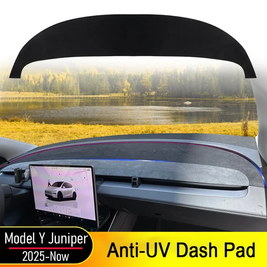 

Для Tesla Model Y Juniper 2026 2025: Защитный коврик на приборную панель из замши, антибликовый, пылезащитный, для центральной консоли, аксессуары для защиты от солнца