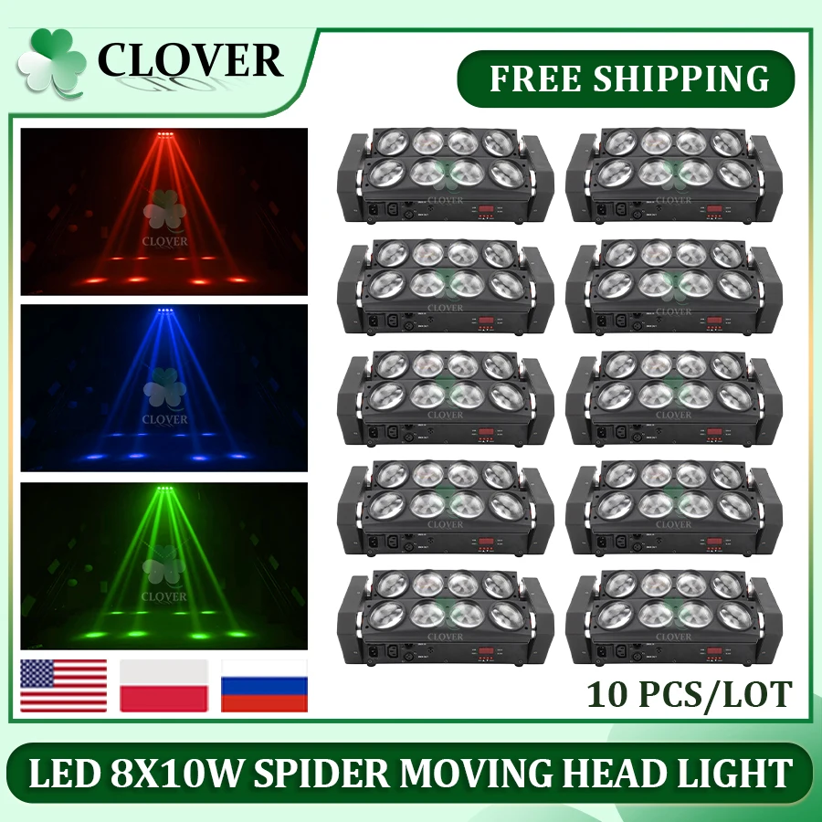 

Hot Selling 10Unit/lot Hot sell LED Stage Light Beam DJ LED rgbw moving head led spot led Spider 8x10W RGBW Beam Light