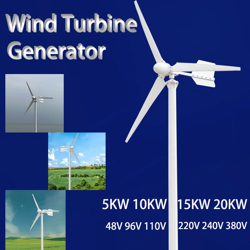 

Wind Turbine Horizontal Axis Permanent Maglev Generator Electric Power Generator 48V-380V 10KW 15KW With Mppt Charge Controller