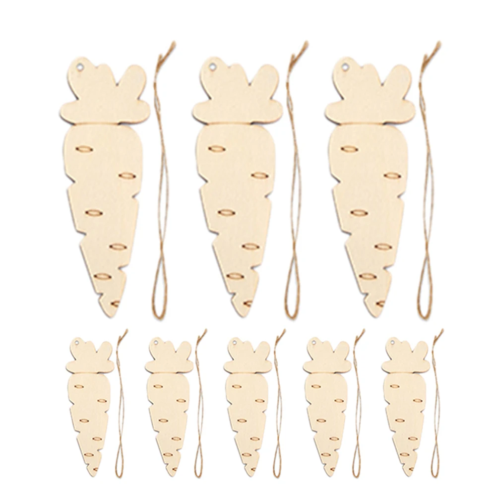 

8Pcs Easter Wooden Carrot Slices DIY Painting Craft Decoration Handcrafts Easter Wooden Hanging Ornaments Home Decor