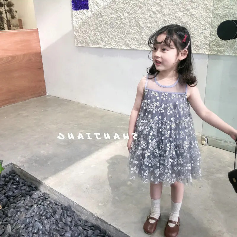 

Girls Hazy Flower Dress Princess Dress 2026 Summer New Children's Clothing 3-8 Years Old