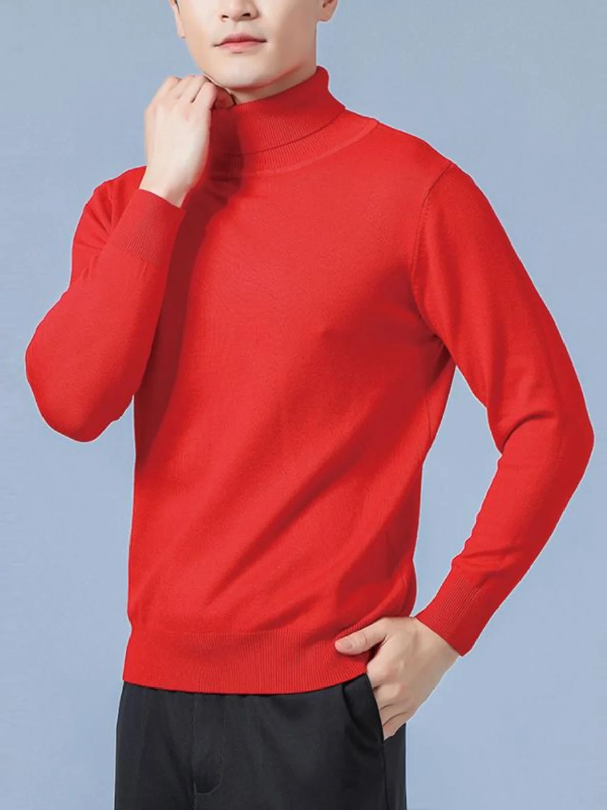 

Men's Thiened Woolen Sweater High Collar Casual Loose Fit Knitted Sweater Autumn Winter Large Size Slimming Warm Top