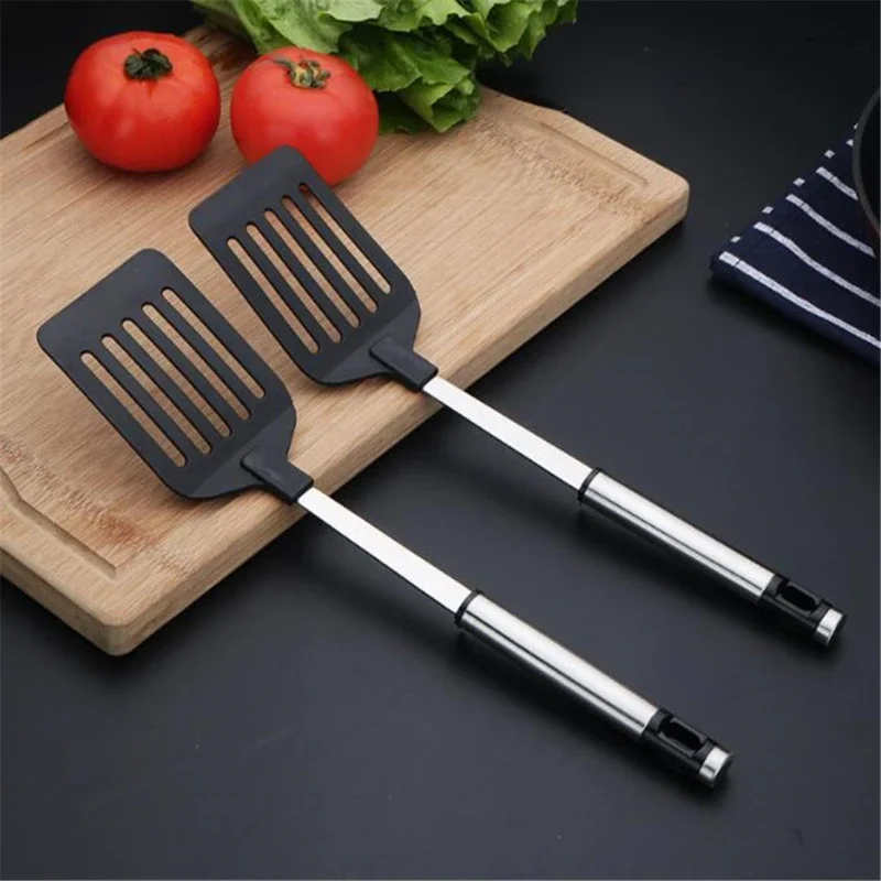

Hot Stainless Steel Turners Kitchen Tools Nylon Handle Spatula Fried Shovel Egg Fish Frying Pan Scoop Spatula Cooking Utensils