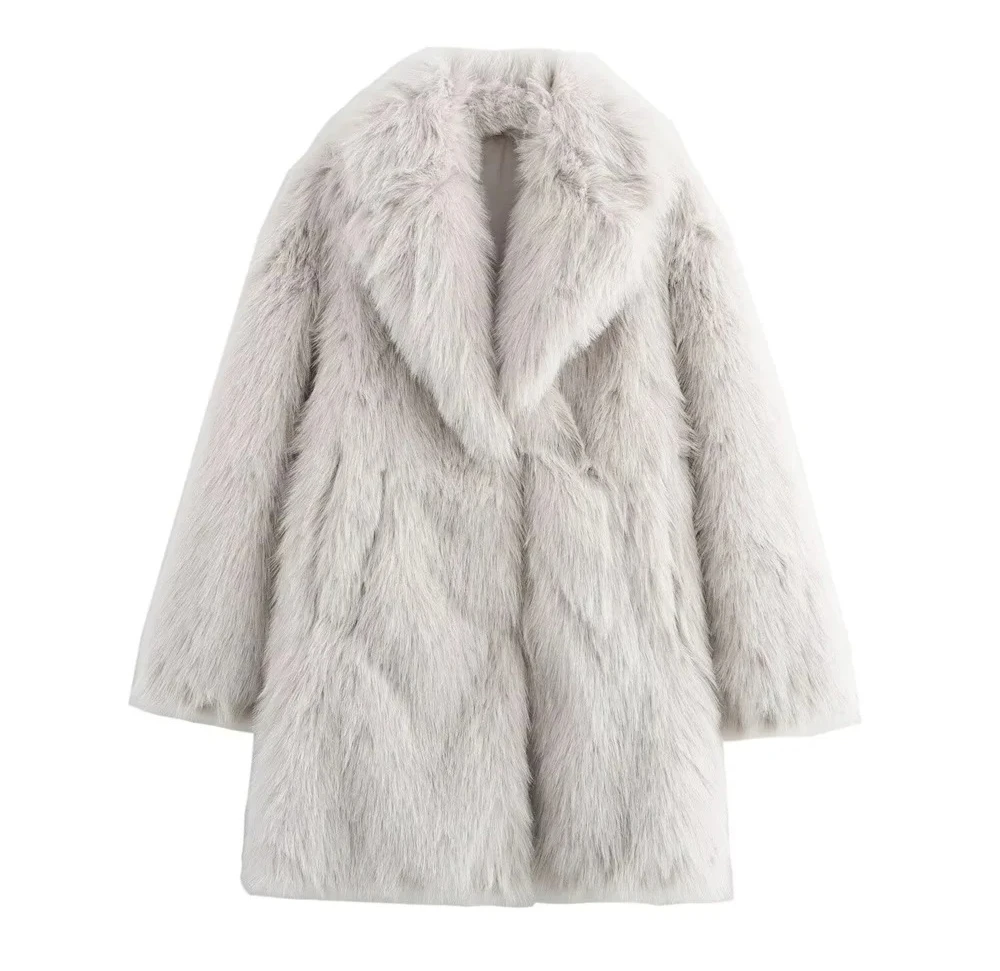 

women's lapel long sleeved mid length coat solid color button decoration autumn and winter new women's clothing