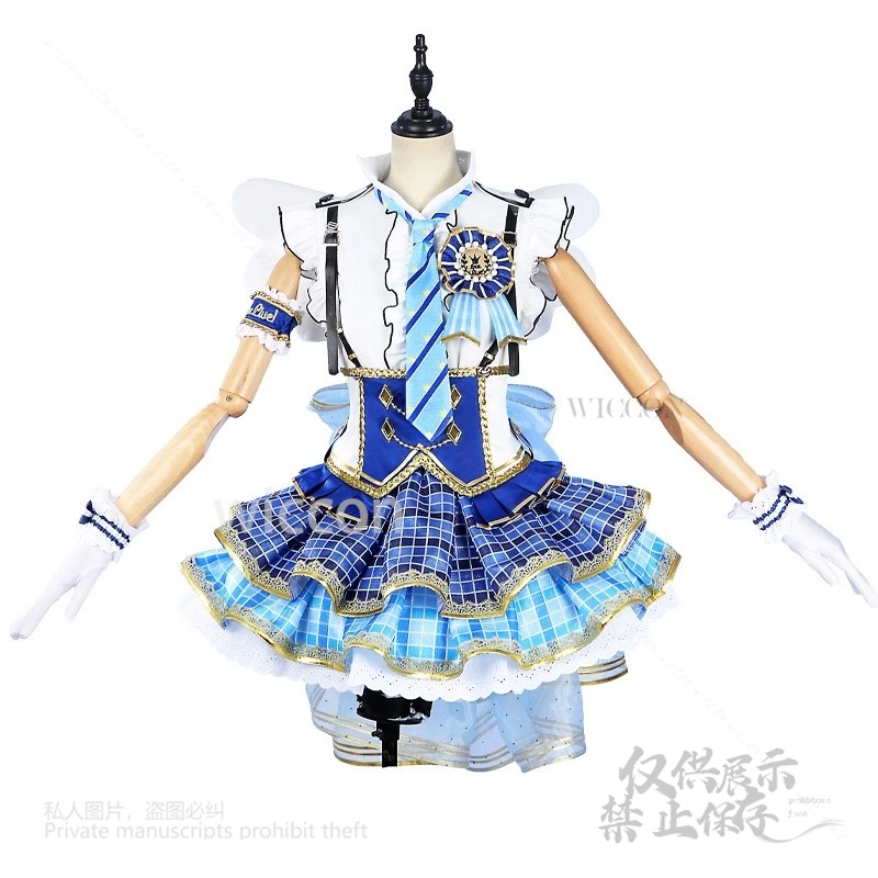 أنيمي سونودا أومي تأثيري الحب لايف الأزرق كيوبيد فستان Kawaii أداء موحد تأثيري الباروكات مجموعة كاملة لعب الأدوار الفتيات مخصصة