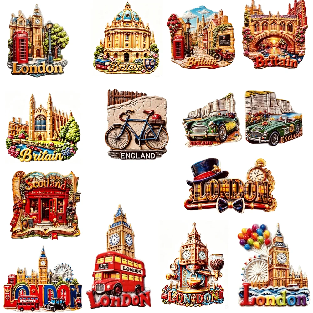 Europe Britain  London Scotland England Etc. 3D Fridge Magnets Tourism Souvenir Refrigerator Magnets Sticker