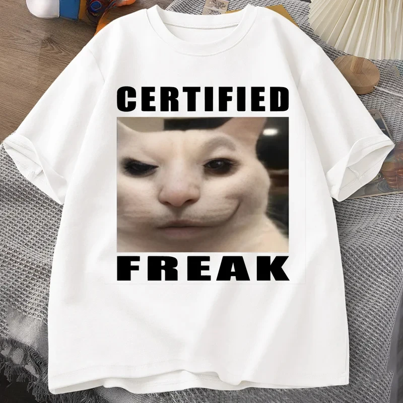 Certified Freak Cat Meme T Shirt Short Sleeve T-shirts Casual O Neck Printed Tee Cat Tees Women Lovely Clothes Summer T-shirts