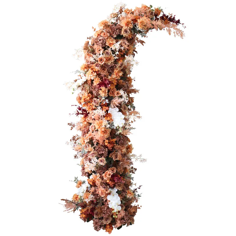 Large floor-to-ceiling wooden frame flower door horn flower arch simulation retro floral wedding background, flower arrangement