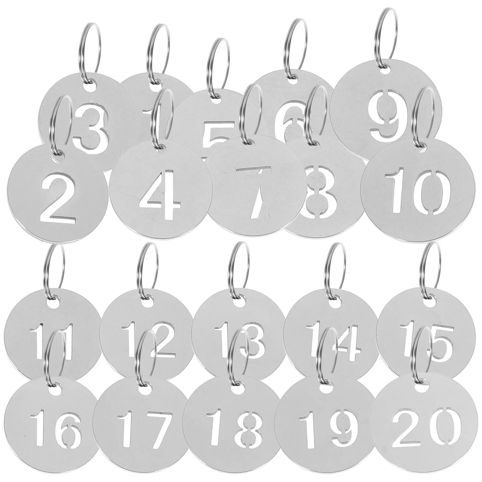 20 Pcs Earrings Stainless Steel Number Plate Man Locket Key Chain Tags Identifiers