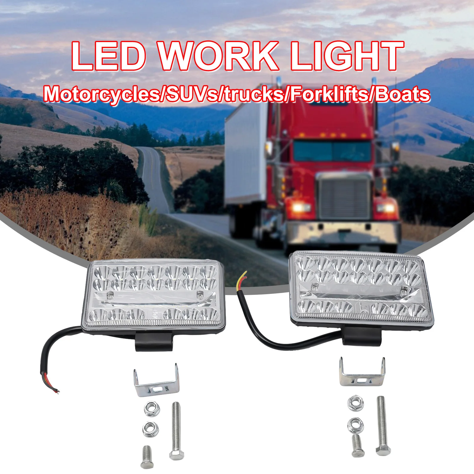 

Headlights Car LED Lights Rectangular Replacement 2Pcs 3X5\" Inch 60W Brand New Chrome High Brightness For Car