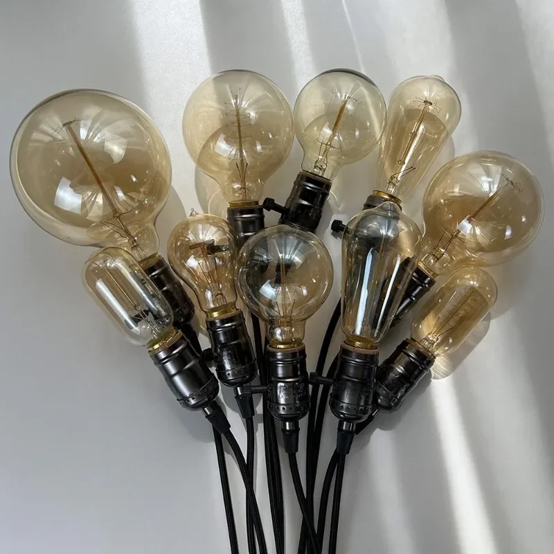 Lampadina Edison retrò E27 220V 40W lampadina A60 ST64 A60 T45 G80 G95 G125 filamento Vintage fiala lampada a spirale a incandescenza