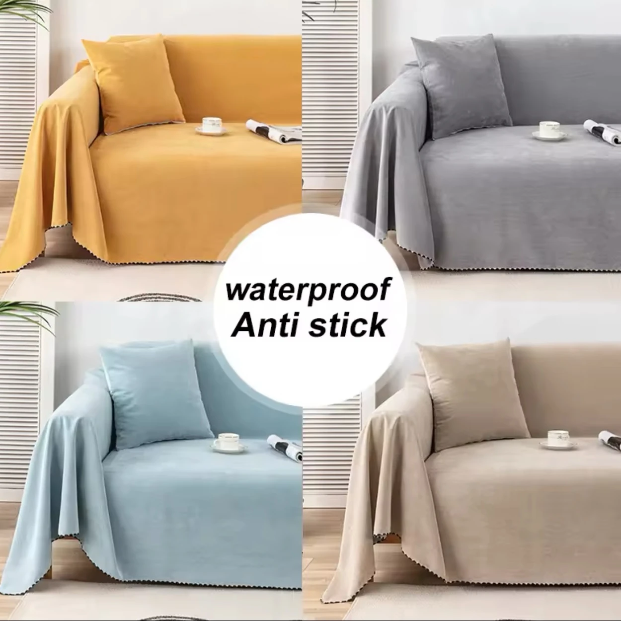 

Waterproof Sofa Cover Solid Color Sofa Blanket Dust-proof Anti-slip Cloth For Bedroom Living Room Sofa Cushion S015