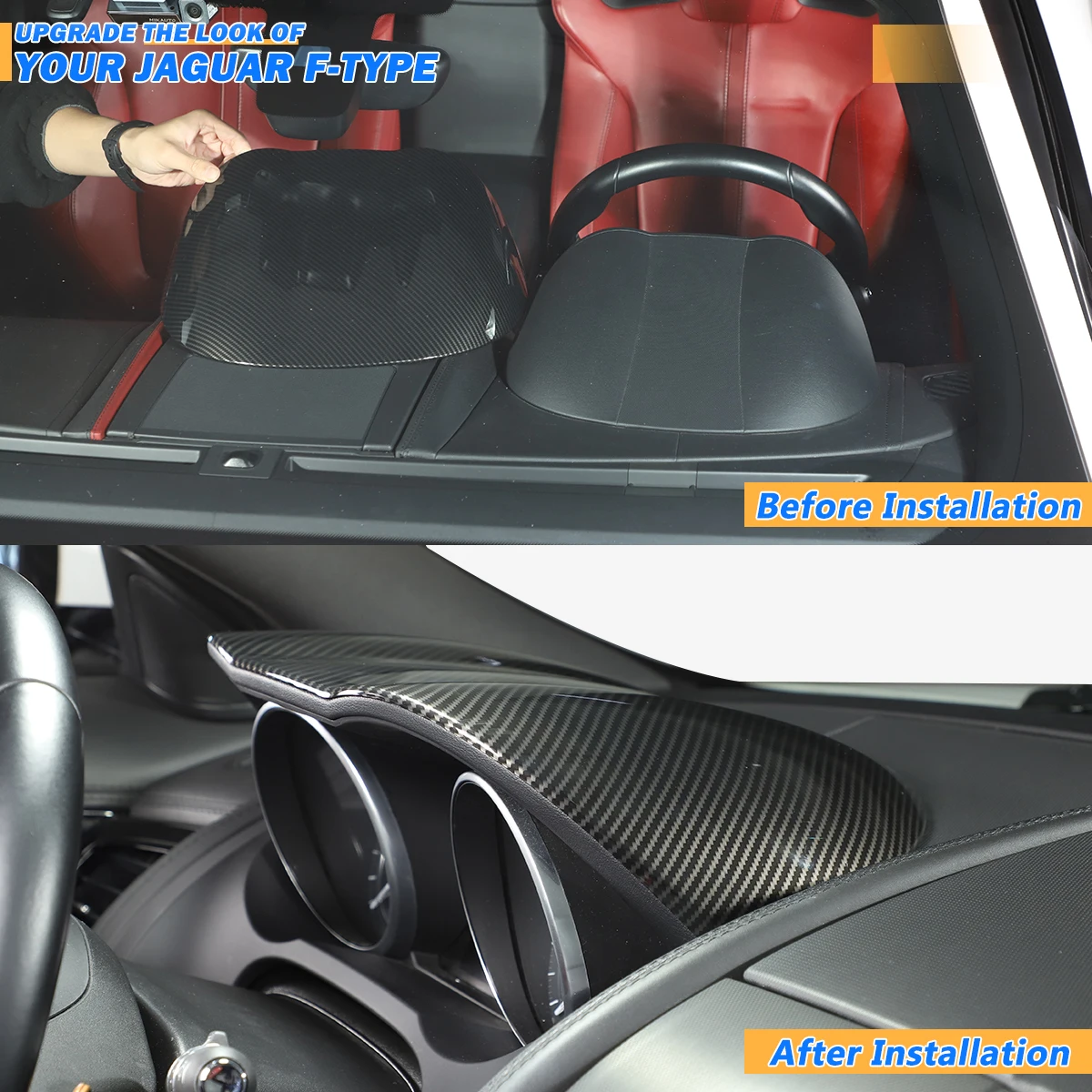 

Декоративная накладка на приборную панель из АБС-пластика под карбон для Jaguar F-type 2013-2024, аксессуары для интерьера автомобиля