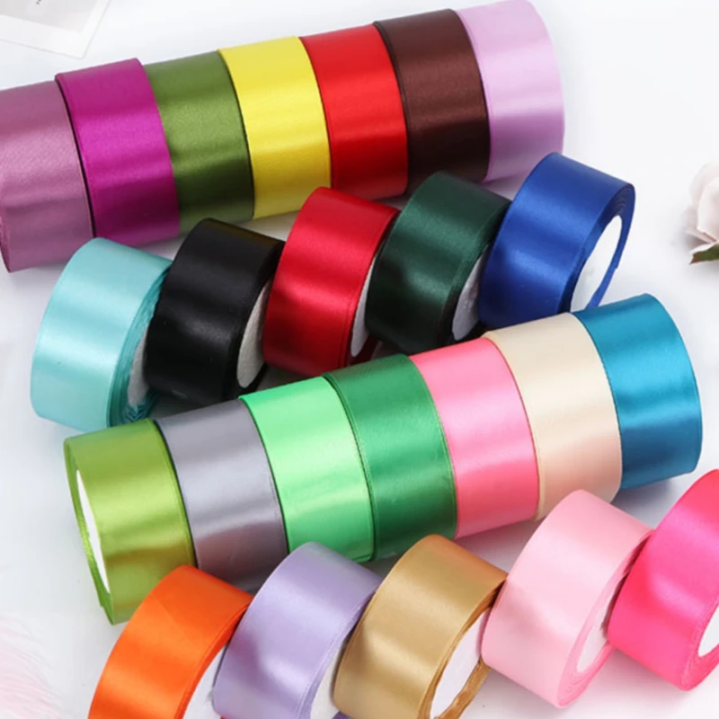 22meters/roll 4cm Satin Ribbon Gift Wrapping Bows Making Floral Bouquets DIY Wreaths Sewing Projects Wedding Party Decor 40mm