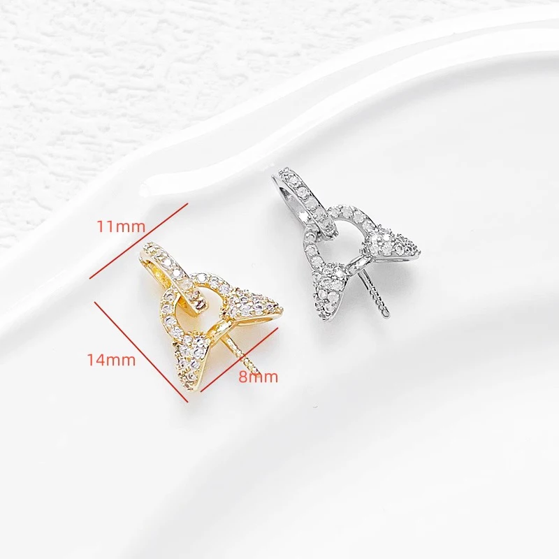 1 piece Brass plated genuine gold inlaid with zircon stone switchable pendant buckle DIY produces materials  jewelry accessories