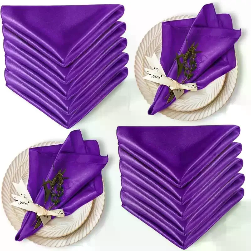 10Pcs Wedding Decoration 30x30cm Satin Napkin Soft Reusable Table Napkin For Hotel Banquet Party Dining Decoration Supply