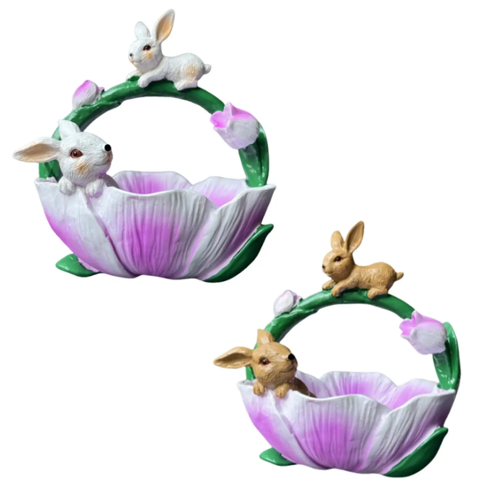 

Easter Bunny Figure Basket Statue for Bookshelf Living Room Decoration