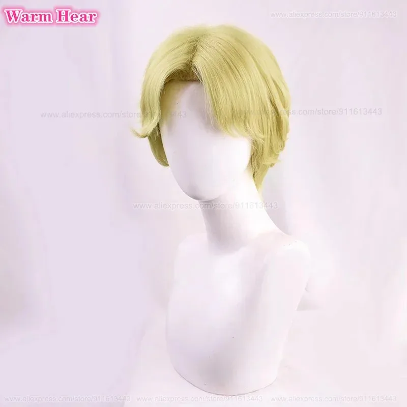 고품질 제이커 예거 합성 30cm 골든 센터 파트 코스프레 애니메이션 가발 내열성 헤어 할로윈 파티 가발 ir;l5