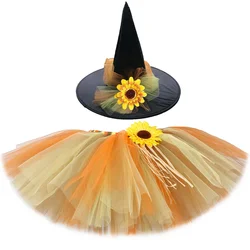 Sunflower Scarecrow Tutu Skirt for Girl Halloween Party Costume Fluffy Girls Mini Tulle Skirts Toddler Baby Tutu Kids Clothes