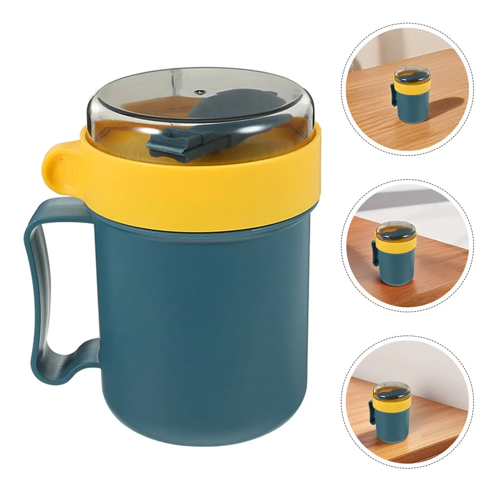 

3Pcs Breakfast Cups Microwave Safe Soup Bowls Lid Spoon Portable Soup Container Food Bowl Travel Thermal Oatmeal Mug Japanese