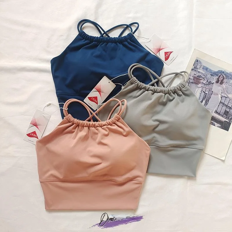 

Спортивный бюстгальтер для йоги с эффектом пуш-ап, женский фитнес-топ, профессиональный, красивый, с бретельками, цельный, бесшовный.