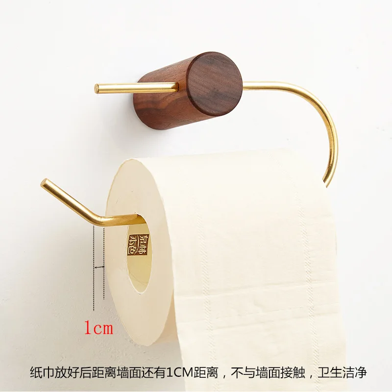 Nordic Tissue Holder Toilet Paper Rack Brass Toilet Paper Rack Solid Wood Toilet Paper Rack Creative Punch-free Shelf
