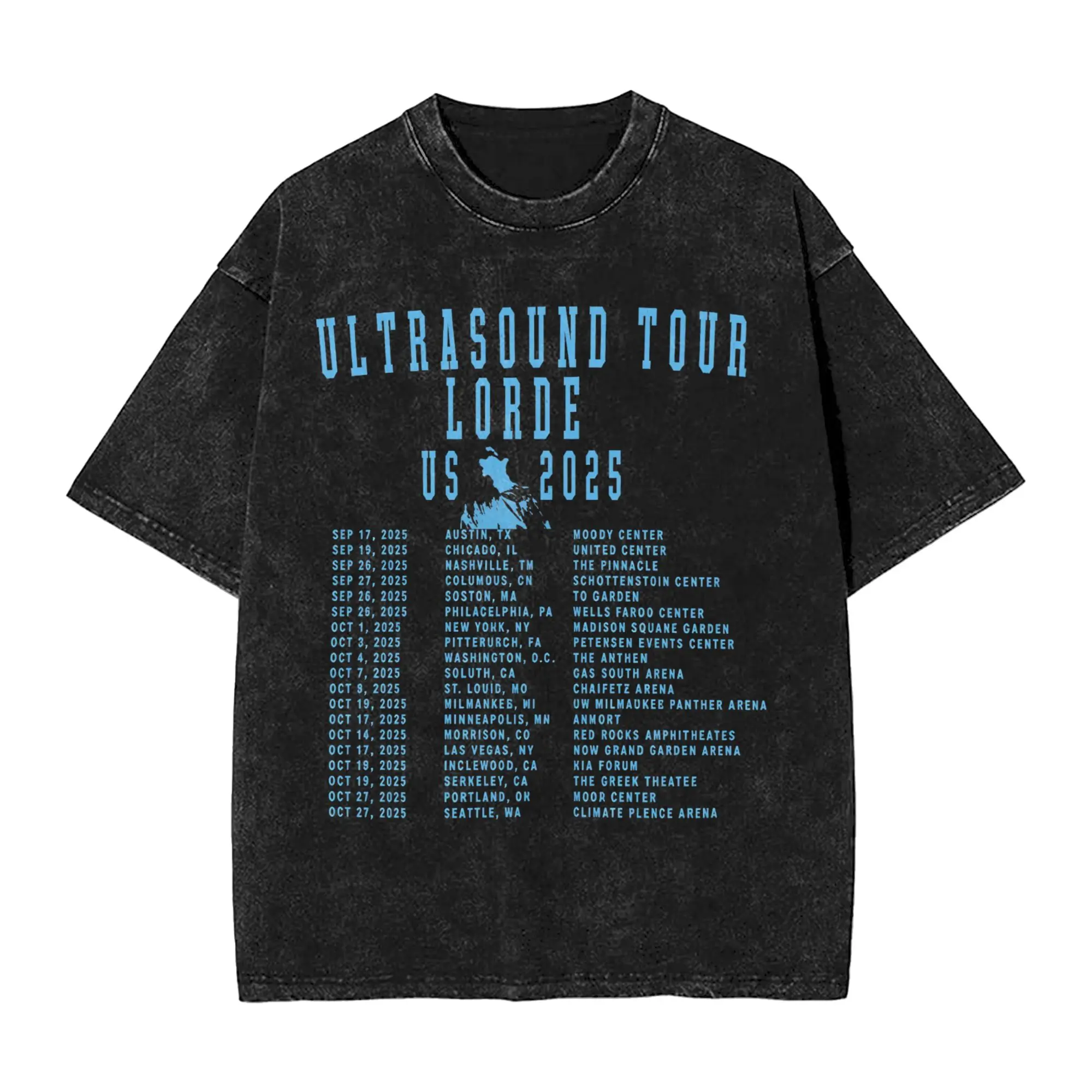 Oversized Washed T Shirt Lorde Ultrasound World Tour 2025 Loose T-Shirts  Novelty Tee Shirt for Men Beach Y2K Retro Casual Tees