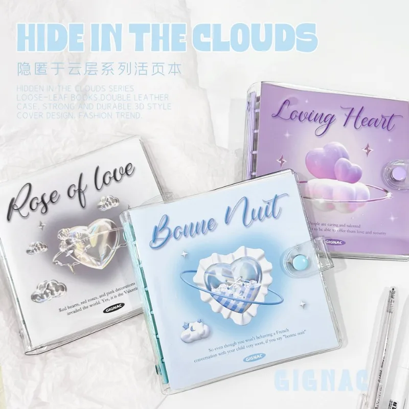 Cute Dream Cloud Love DIY Loose-leaf Ledger Book Kawaii Student Mini Portable Coil Book Blank Grid Page Multifunction Notebook