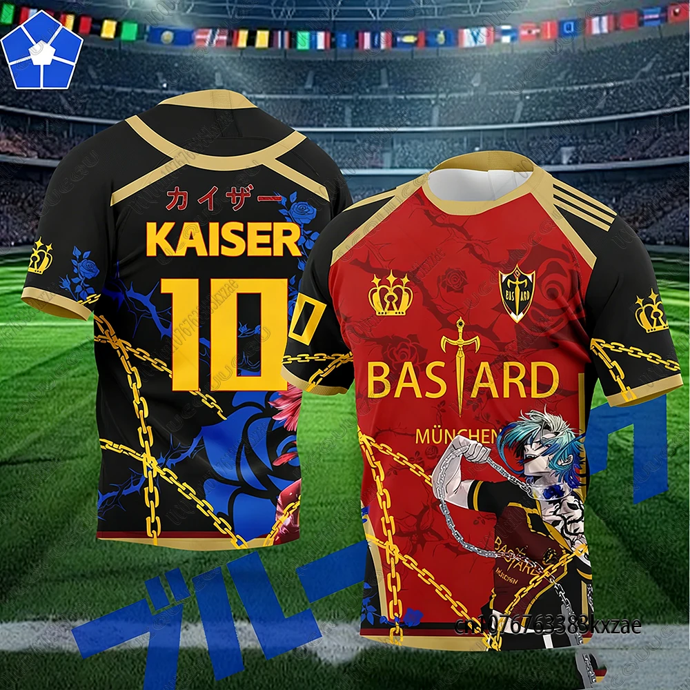 25-26 Anime Blue Lock Mulnchen Ropa para padres e hijos Camiseta deportiva de fútbol Manga Kaiser 10 Isagi Camiseta de manga corta Y2k Top unisex