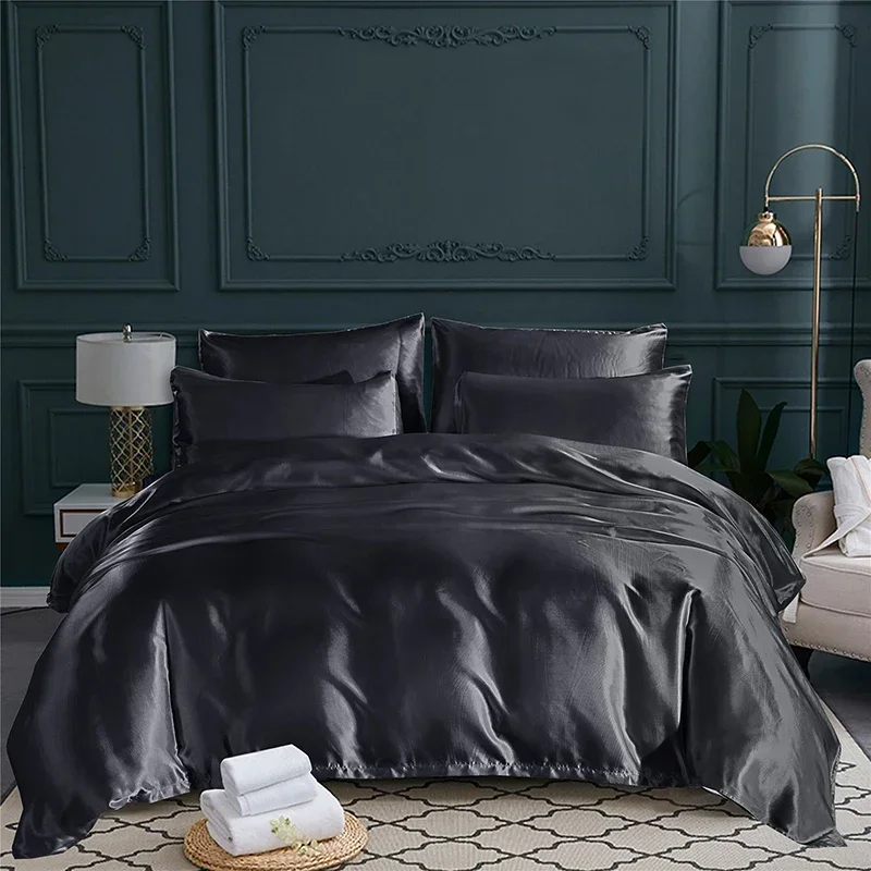 

Luxury Different Color Bed Set Simple Style Duvet Cover Pillowcase Bedding Set Flat Bed Sheet Quilt Cover Twin Queen King Size
