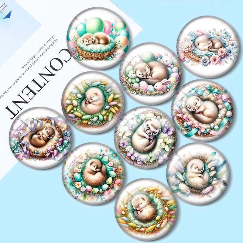 Sleeping Otter 12/18/20/25mm glass cabochon  bracelet pendant rings for jewelry demo earrings back Making findings