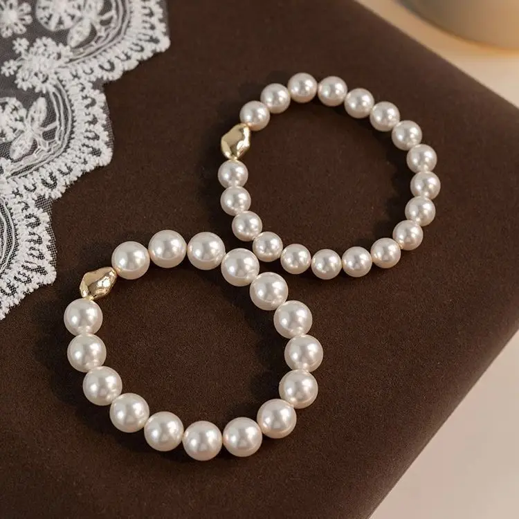 

Baroque Thread Strong Light Special-shaped Freshwater Pearl Bracelet Large Pearl Elastic Rope Bracelet Round Bead Bracelet Women