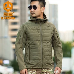 Tactical Cotton Jacket Outdoor Hiking Hooded Windproof and Warm Jackets Commuter Cargo Waterproof Jacket Camouflage Clothing