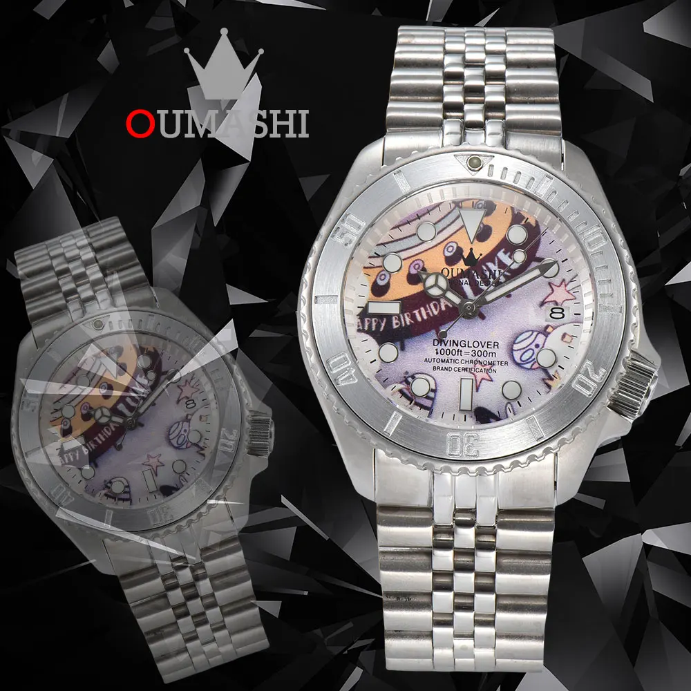 OUMASHI stainless steel case NH35 watch sapphire glass luxury watch NH35 automatic mechanical luxury watch