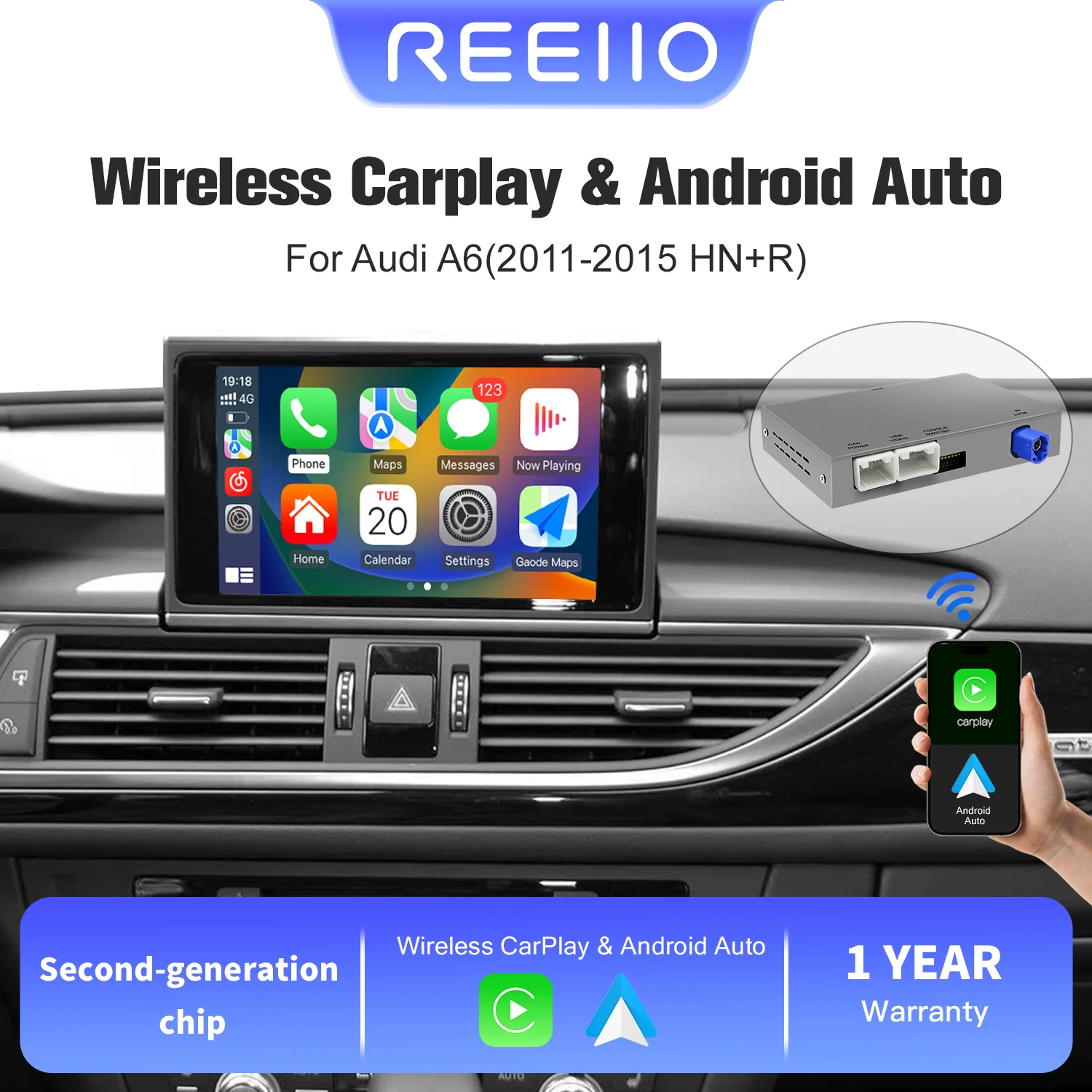 Drahtlose CarPlay Android Auto Retrofit Decoder Box Kit USB Stick Wiedergabe Kompatibel Für Audi A6 A7 C7 2012-2015 mit MMI 3G