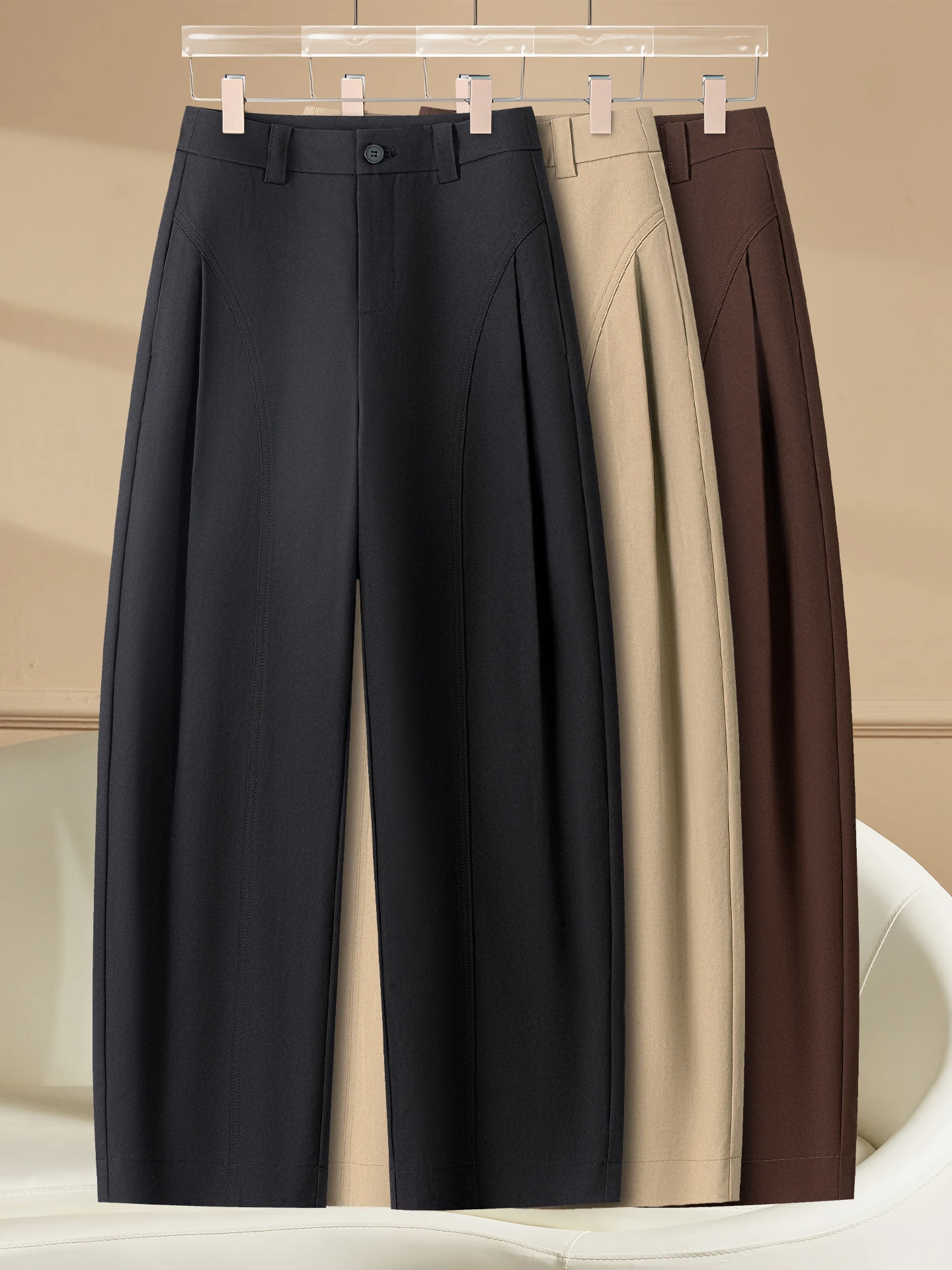 

High Waist Wide Leg Pants Women's Casual Style Spring Autumn 2026 New Loose Fit Slimming Straight Cut Trousers for Ladies