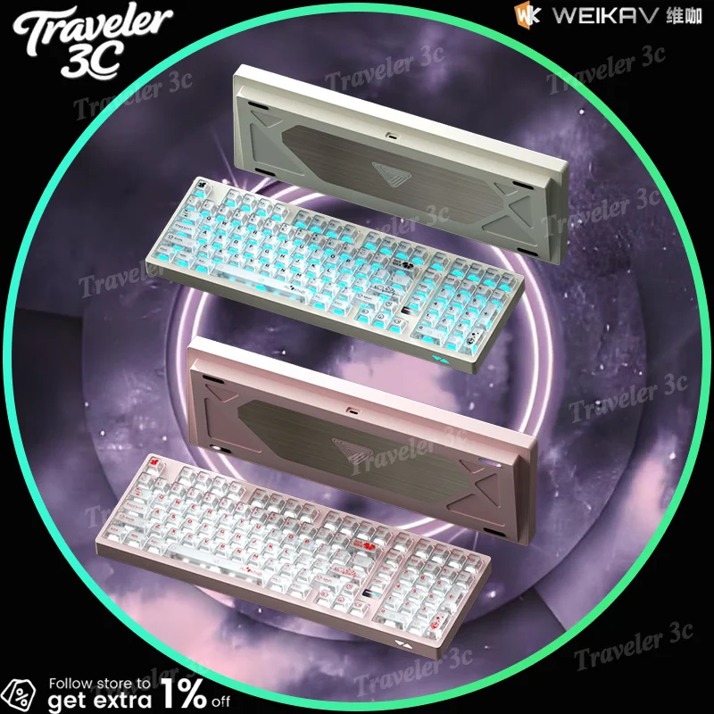 

НОВАЯ WEIKAV MAX102, трехрежимная беспроводная механическая клавиатура, индивидуальный RGB с ЧПУ, алюминиевый корпус, 10000 мАч, полноразмерная раскладка, горячая замена