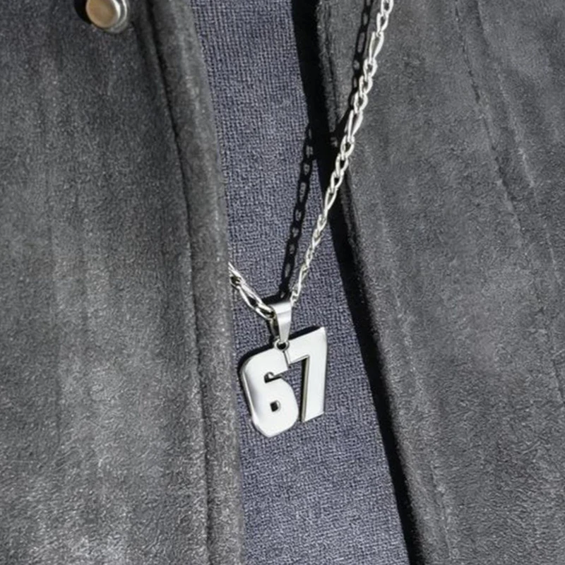 Minimalist Stainless Steel Chain 67 Number Pendant Necklace For Women Men Lucky Number Trend Chain Party Jewelry Gifts