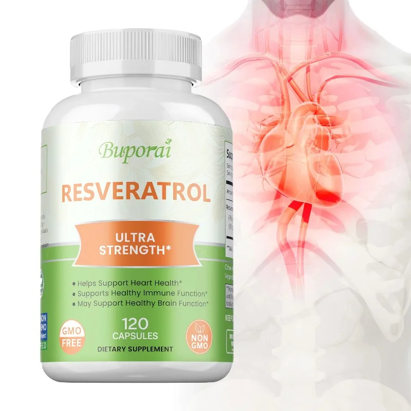 

Resveratrol Extract Capsules - For Skin Health, Antioxidants, Promotes Heart, Cardiovascular and Cellular Health, Boost Immunity