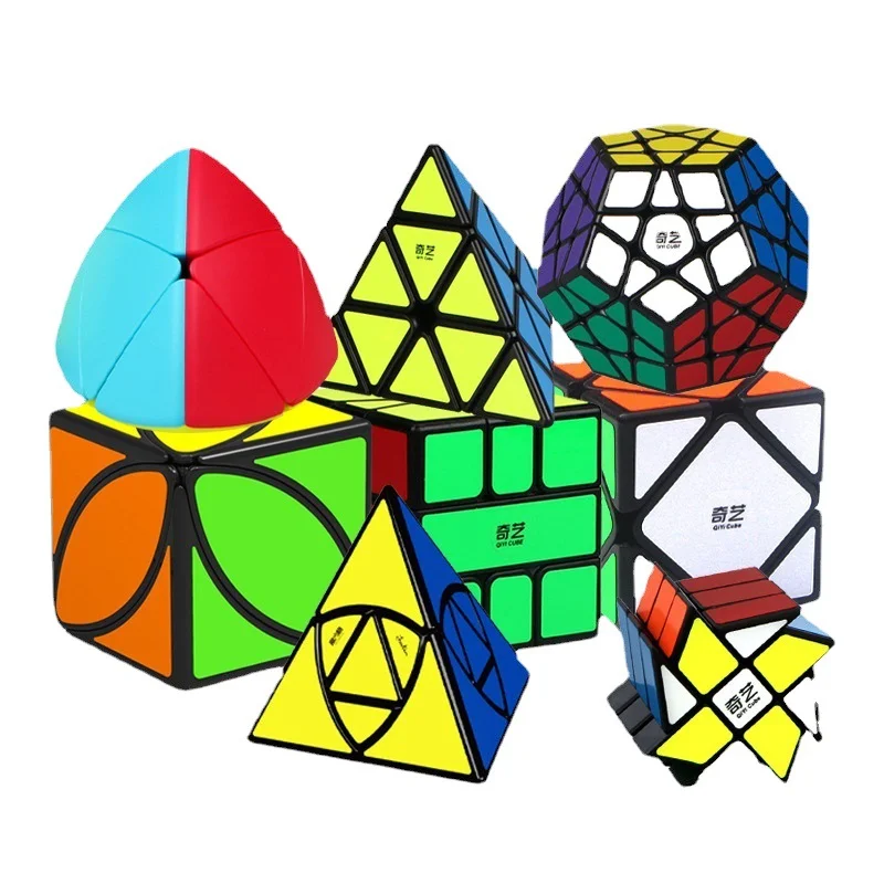 

QiYi Magic Cube 2x2 3x3 Black Stickers Maple Leaf Pyramid Five Magic Cube Slant Turn SQ1 Twisted Alien Hot Sale Magic Cube