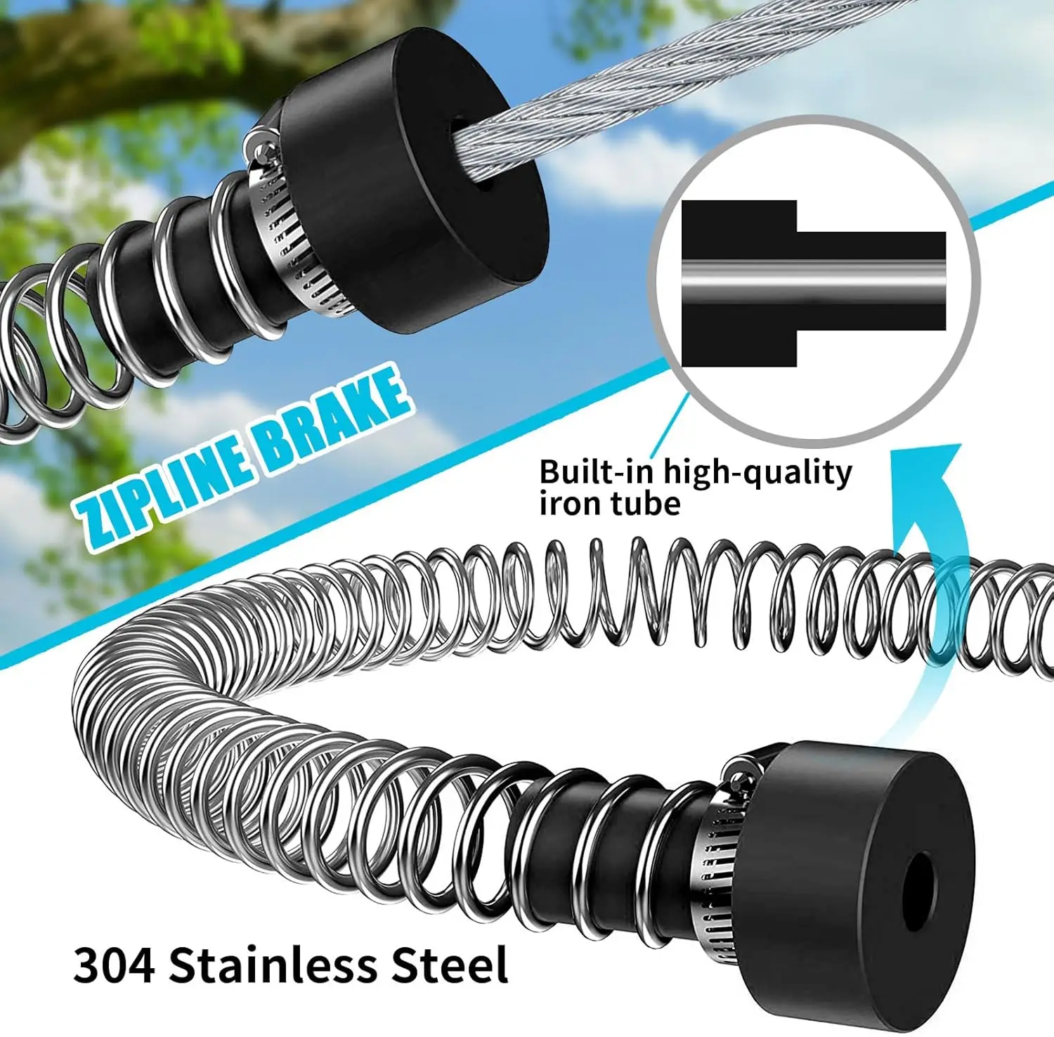 Zip Line Kit for Kids Adults : 120FT Up to 450Lbs - Quick Tighten Zipline for Backyard Outdoor