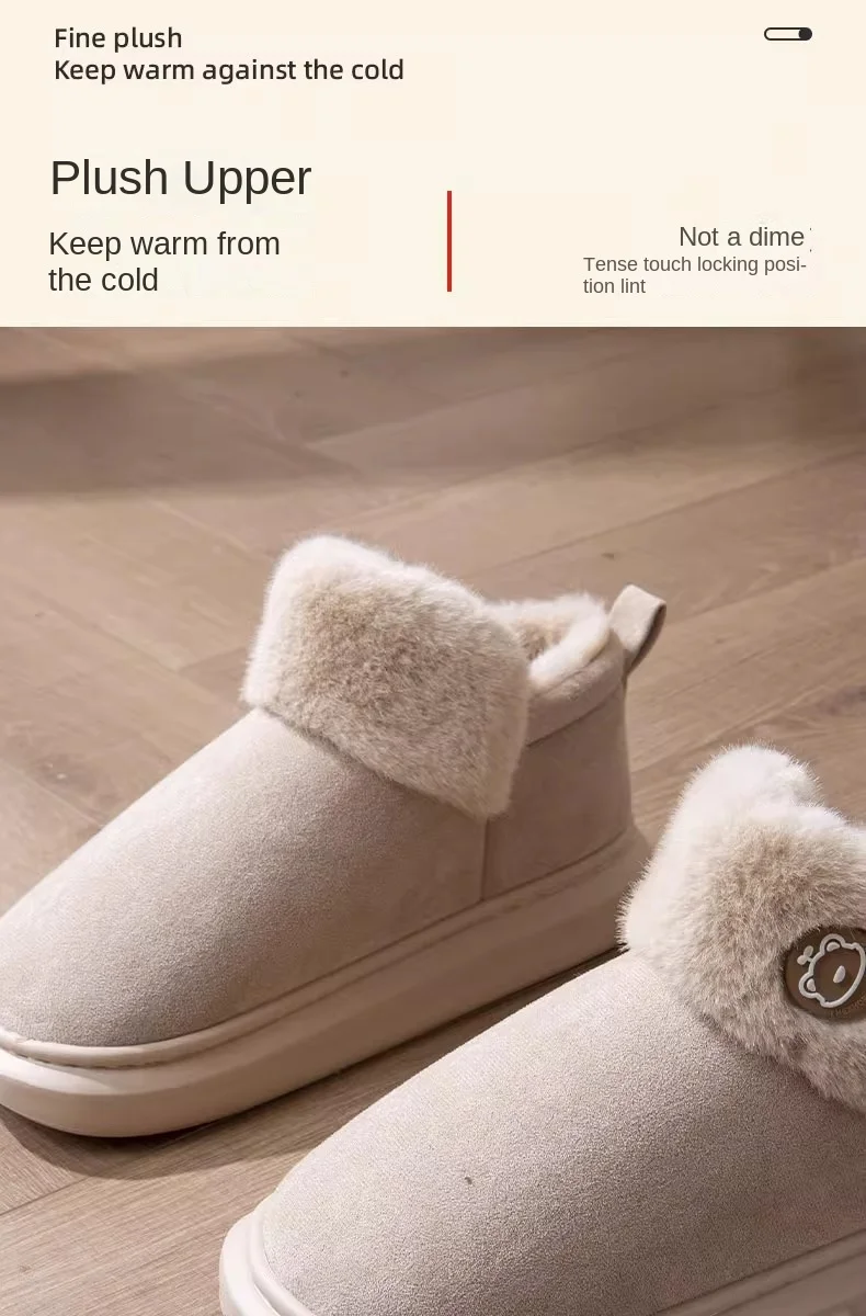 Winter Warme Hausschuhe Indoor Outdoor Baumwolle Plüsch Schuhe Eva Leichte Gemütliche Pelz Futter Für Männer Frauen Familie Komfort – Detail 8
