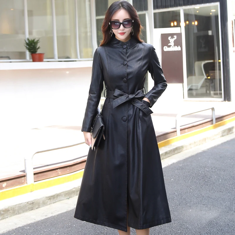 Nuovo Cappotto in Vera Pelle da Donna Sle Haifeng Autunno Inverno, Versione Coreana Slim Fit, Lunghezza Media, Antivento