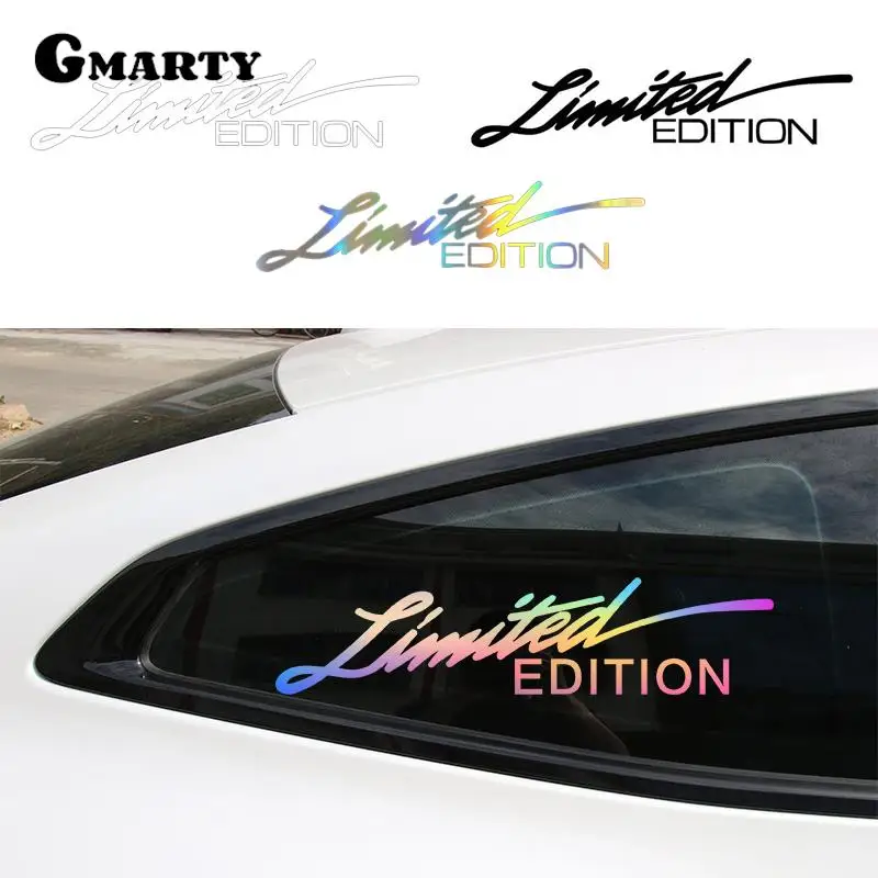 2pcs 2023 Creative Car Stickers English Sticker LIMITED EDITION Fashion Auto Body Glass Decoration Reflective Laser Decal 16*4cm