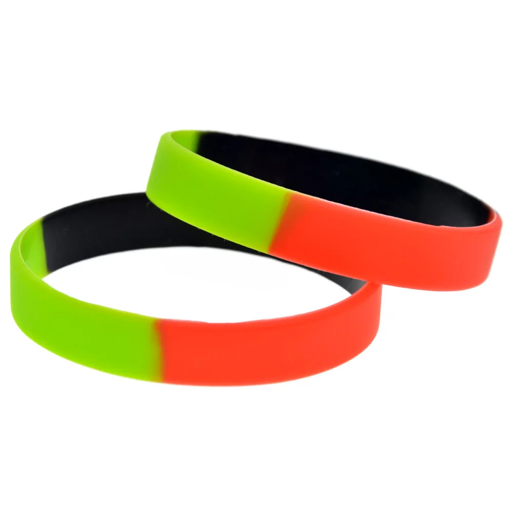1 PC Segmentiertes Farbiges Silikon-Armband Grün Schwarz Rot Schlichtes Charmantes Gummi-Armband Unisex – Detail 8