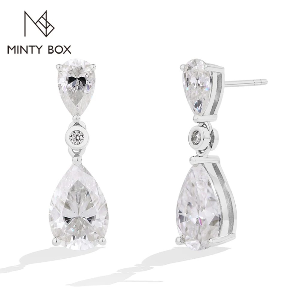 MINTYBOX D VVS1 Moissanite Stud Earrings for Women S925 Sterling Silver Lab Diamond Drop Dangle Earring Engagement Jewelry Gift