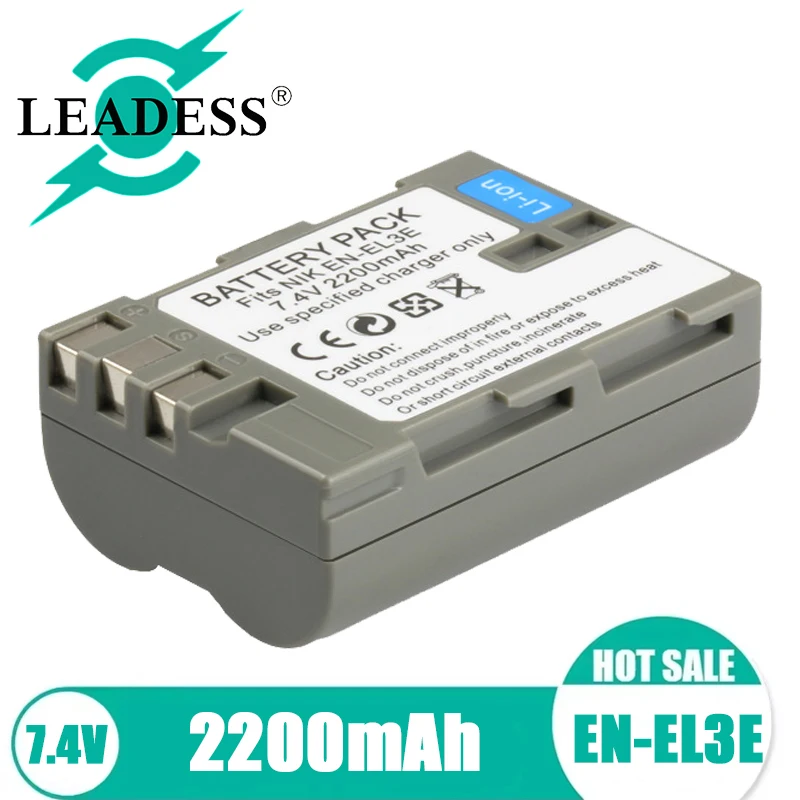 LEADESS EN-EL3E Battery 2200mAh Lithium-ion Battery For Nikon D30 D50 D70 D70S D90 D80 D100 DSLR D700 EN EL3E Camera Batteria