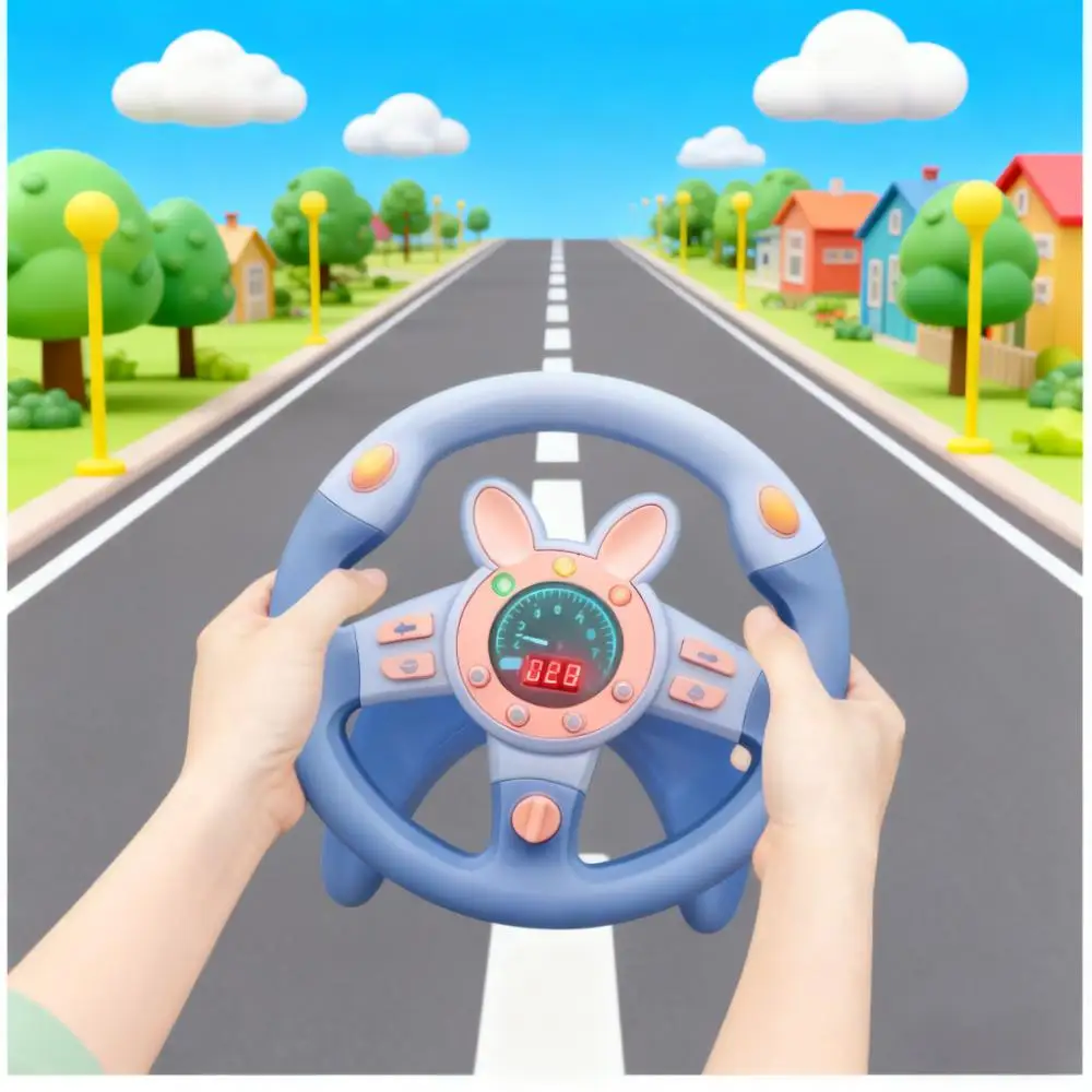 

Interactive Baby Steering Wheel Toy with Lights Toddler Driving Simulator Educational Car Dashboard Playset Kids Learning Gift