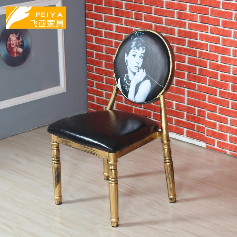 

Classical manicure chair Internet celebrity retro soft bag old dining chair backrest makeup chair cafe table and chair manufactu