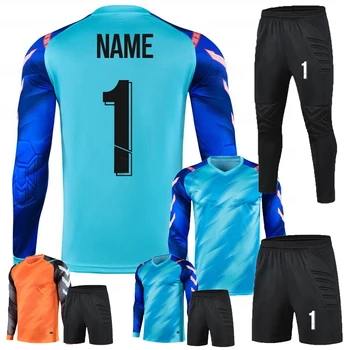 Custom 2024 Men Kid Soccer Goalkeeper Uniform Long Sleeve Football Training Goalkeeper Top Soccer Jersey Pants Shorts 2XS-4XL